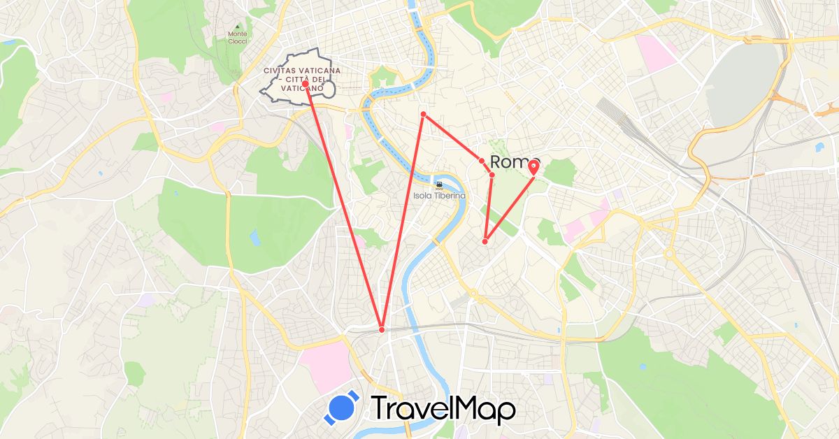 TravelMap itinerary: hiking in Italy, Vatican City (Europe)